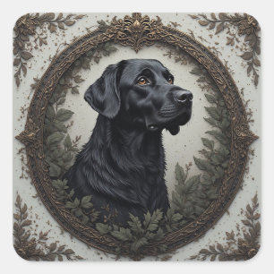 Schwarzer Labrador elegant gestaltetes Porträt Quadratischer Aufkleber