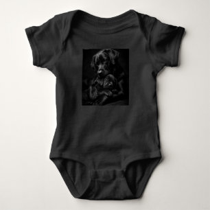 Schwarzer Labrador, Eltern und Kind, Liebesumarmun Baby Strampler