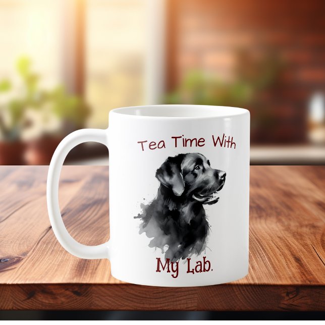 Schwarzer Labrador Erinnerungsstück Personalisiere Kaffeetasse (Elegant watercolor Black Labrador, Customize with your own few words.)