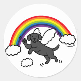Schwarzer Labrador Guardian Angel (Rainbow Bridge) Runder Aufkleber