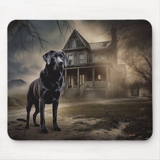 Schwarzer Labrador Halloween Gruselig Mousepad (Vorne)