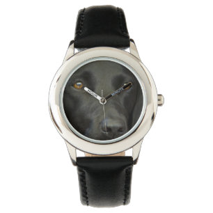 Schwarzer Labrador-Hund Armbanduhr