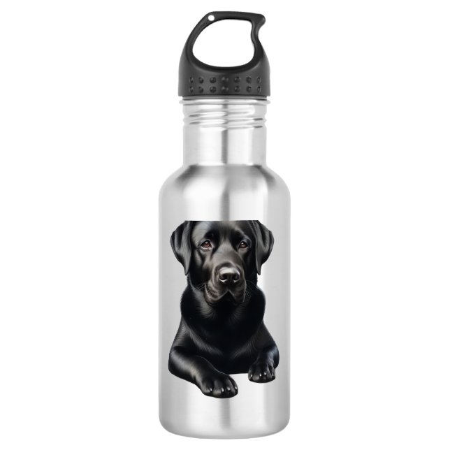Schwarzer Labrador Hund Edelstahlflasche (Vorderseite)