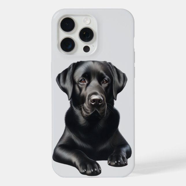 Schwarzer Labrador Hund iPhone 15 Pro Max Hülle (Rückseite)