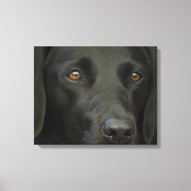 Schwarzer Labrador Hund Leinwanddruck (Vorderseite)