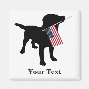 Schwarzer Labrador-Hund mit amerikanischer Flagge Magnet