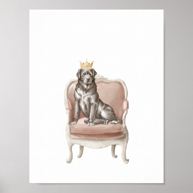 Schwarzer Labrador Hund mit Royal Crown Poster (Vorne)