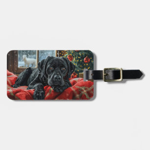 Schwarzer Labrador-Hund Weihnachtsfestlich Gepäckanhänger