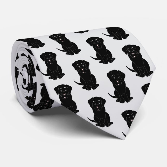 Schwarzer Labrador-Hundedesign Krawatte (Gerollt)