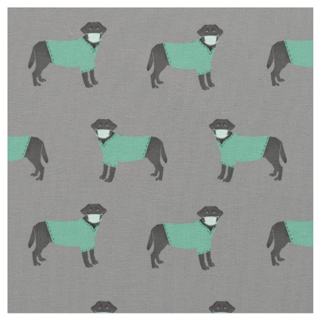 Schwarzer Labrador in Graustufen Stoff (Nahaufnahme)