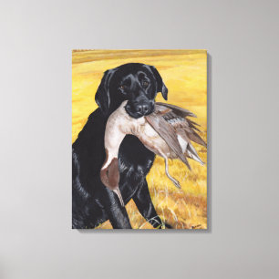 Schwarzer Labrador-Jagdhund Leinwanddruck