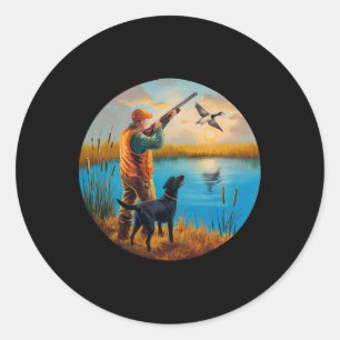 Schwarzer Labrador Jäger Labrador. Jagd Gänse Wass Runder Aufkleber