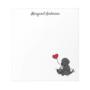 Schwarzer Labrador leckt Eiscreme Cartoon Notizblo Notizblock