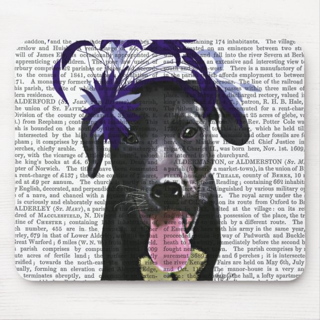 Schwarzer Labrador mit blauem Faszinator Mousepad (Vorne)