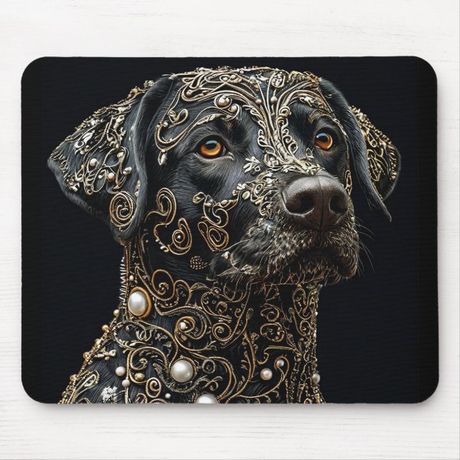 Schwarzer Labrador mit Gold und Perle Mousepad (Vorne)