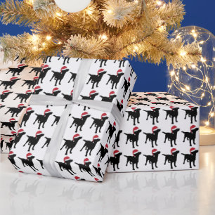 Schwarzer Labrador mit Santa-Hut Weihnachten Geschenkpapier