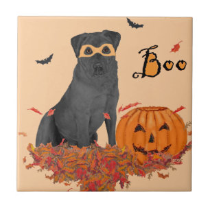 Schwarzer Labrador Retriever Boo! Fliese