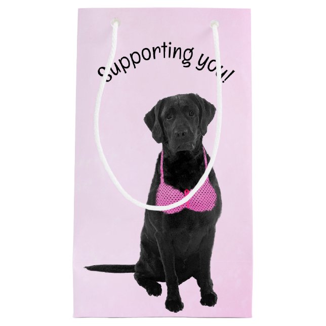 Schwarzer Labrador Retriever Brustkrebs Survivor Kleine Geschenktüte (Vorderseite)