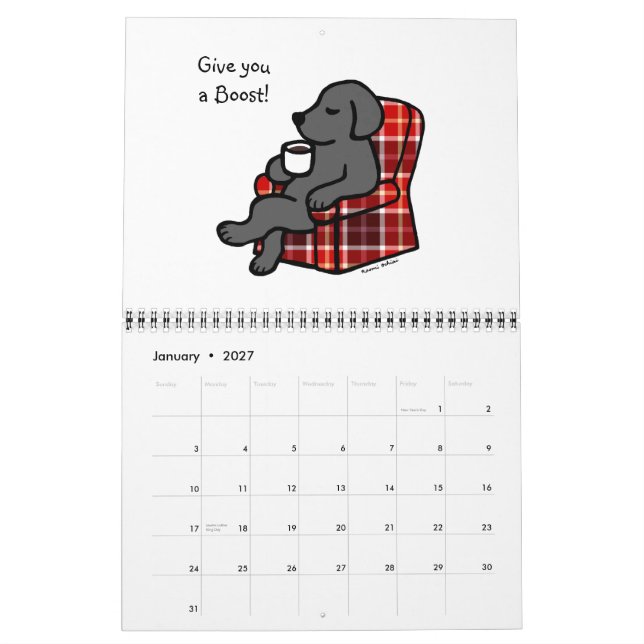 Schwarzer Labrador Retriever Cartoon Calendar 2015 Kalender (Jan 2027)