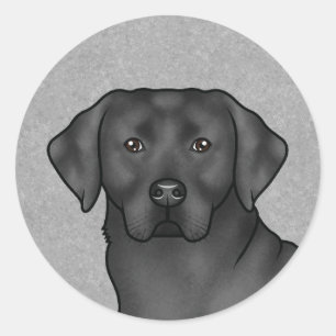 Schwarzer Labrador Retriever Dog Niedlich Portrait Runder Aufkleber