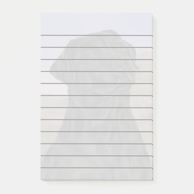 Schwarzer Labrador Retriever Dog Print Post-it Klebezettel (Vorderseite)