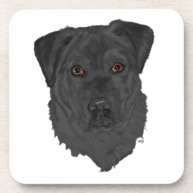 Schwarzer Labrador Retriever Getränkeuntersetzer (Vorderseite)