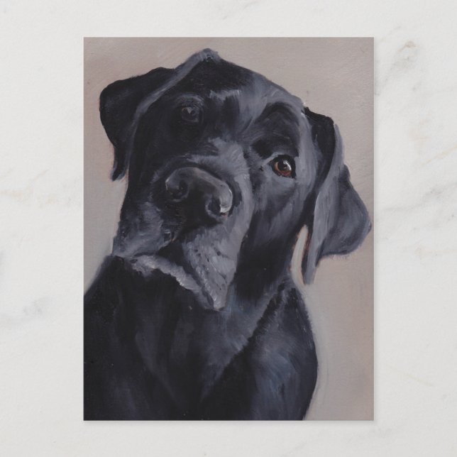 Schwarzer Labrador Retriever Hund Art Postkarte (Vorderseite)