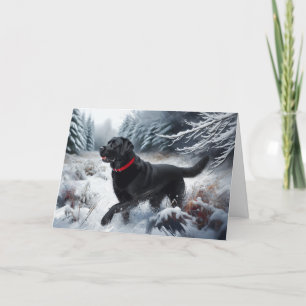 Schwarzer Labrador Retriever Hund in der Snow Card Dankeskarte