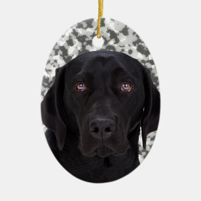 Schwarzer Labrador retriever-Hund Keramik Ornament (Vorne)