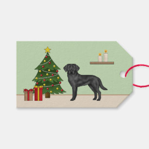 Schwarzer Labrador Retriever Hund mit Weihnachtsba Geschenkanhänger