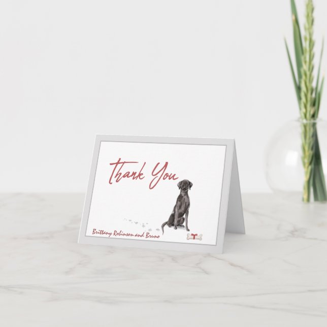 Schwarzer Labrador Retriever Hund personalisieren Dankeskarte (Vorderseite)