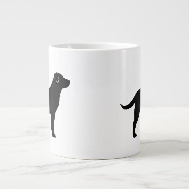 Schwarzer Labrador Retriever Hund Silhouetten Jumbo-Tasse (Vorderseite)