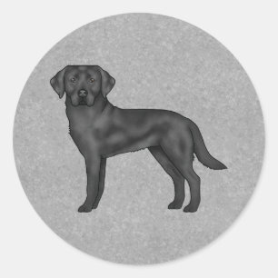 Schwarzer Labrador Retriever Hund Süßer Hund Grau Runder Aufkleber