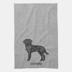 Schwarzer Labrador Retriever Hund und Individuelle Geschirrtuch