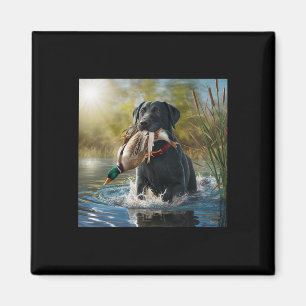 Schwarzer Labrador Retriever Hunde Jagd Enten in e Magnet