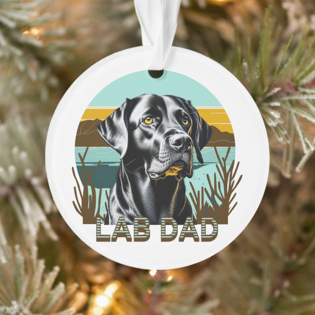 Schwarzer Labrador Retriever | Lab Dad Ornament (Baum)