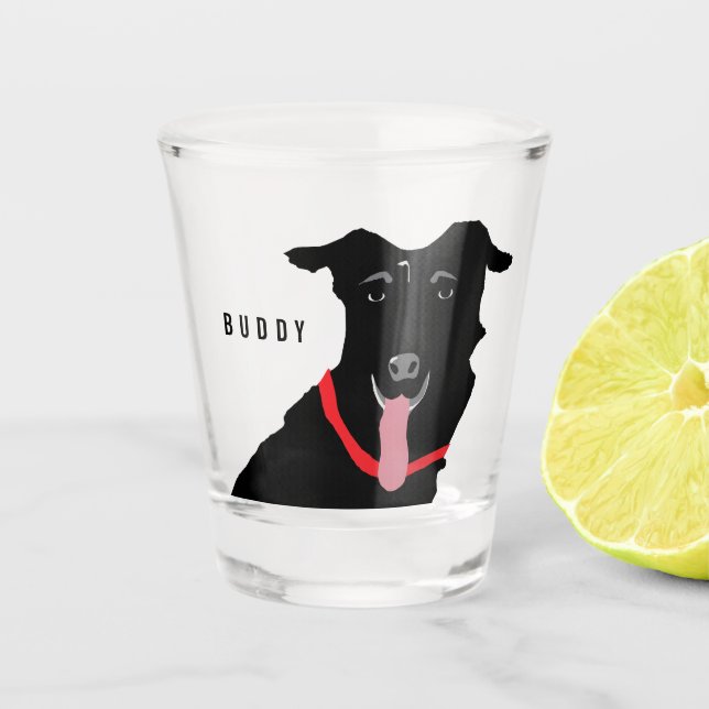 Schwarzer Labrador Retriever Monogram Name Schnapsglas (Vorderseite)