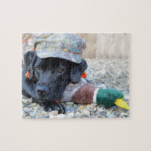 Schwarzer Labrador Retriever Niedlich Duck Hunting (Horizontal)