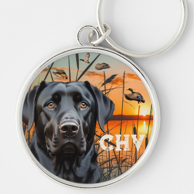Schwarzer Labrador Retriever Personalisiert Schlüsselanhänger (Vorne)