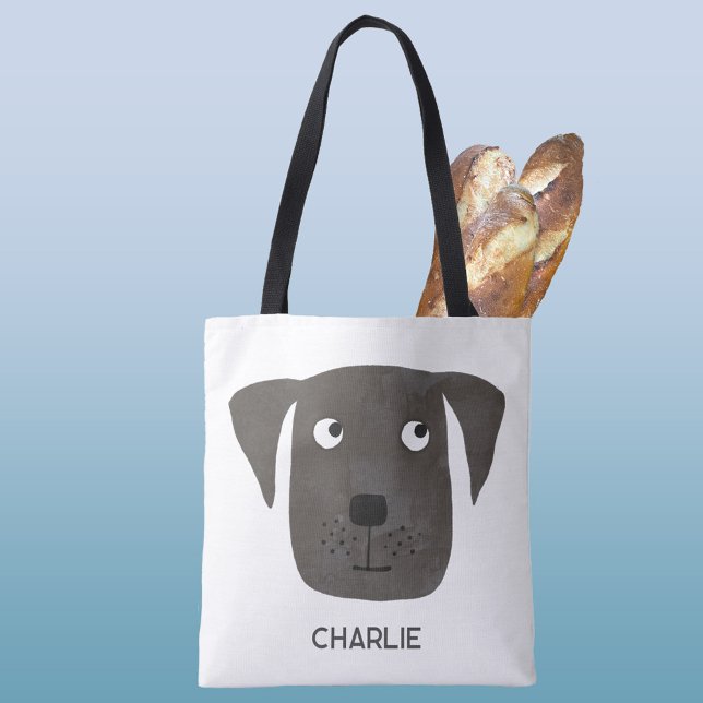 Schwarzer Labrador Retriever Personalisiert Tasche (Fun black dog personalized name tote bag)