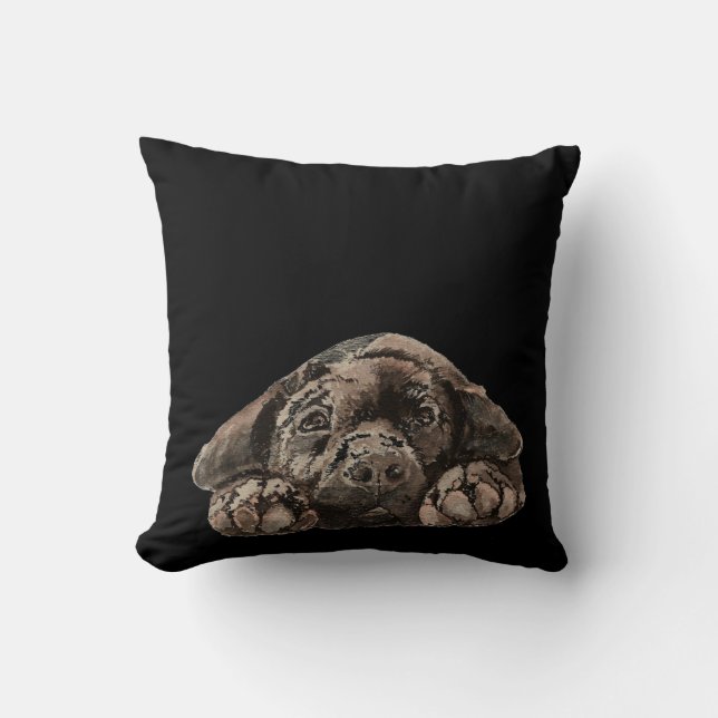 Schwarzer Labrador Retriever Pet Dog Kissen (Vorderseite)