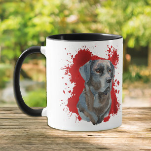 Schwarzer Labrador Retriever Red Abstrakt Backgrou Tasse