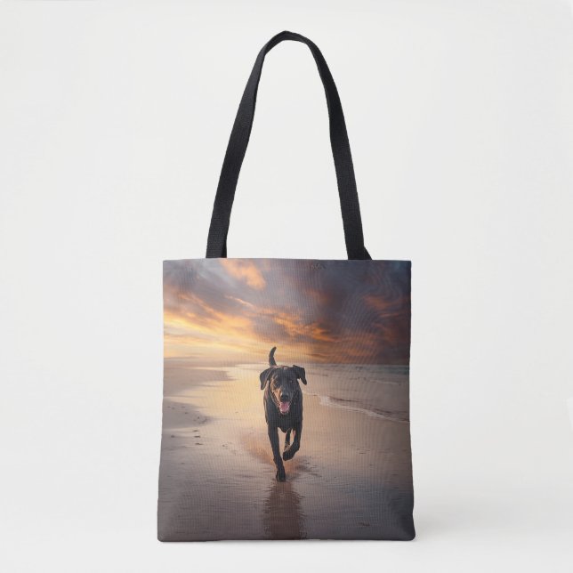 Schwarzer Labrador Retriever Schultertasche Tasche (Vorderseite)