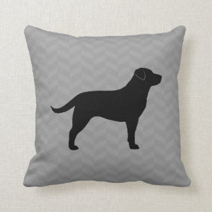 Schwarzer Labrador Retriever Silhouette Herringbon Kissen