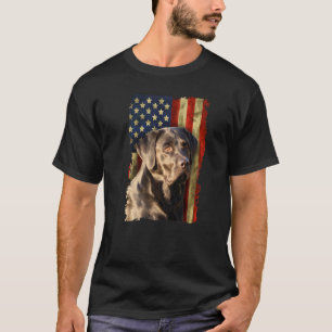 Schwarzer Labrador Retriever USA-Flagge Schwarzer  T-Shirt