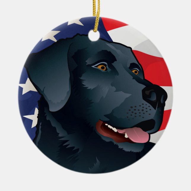 Schwarzer Labrador-Retriever von Amerika Keramikornament (Vorne)