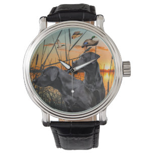 Schwarzer Labrador Retriever Watch, Entenjagd Armbanduhr
