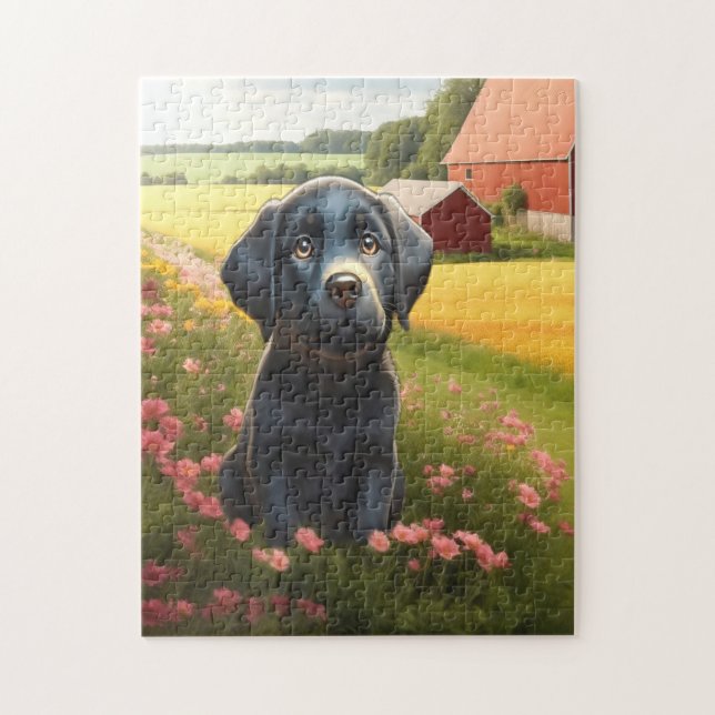 Schwarzer Labrador Retriever Welpe (Vertikal)