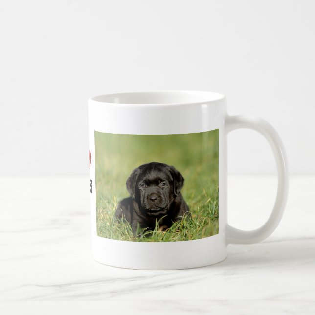 Schwarzer Labrador Retriever Welpe Kaffeetasse (Rechts)