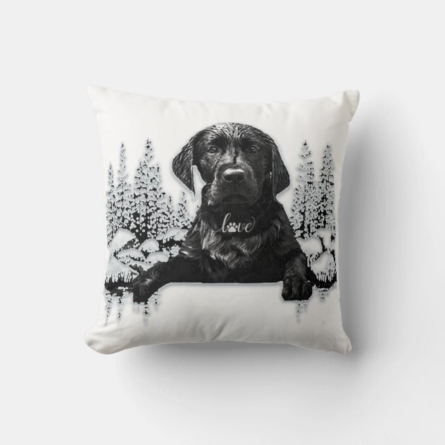 Schwarzer Labrador Retriever Welpe T - Shirt Kissen (Vorderseite)